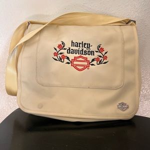 Vintage Harley Davidson cream and orange satchel purse